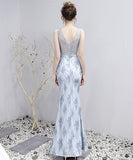 透明感  Vネック  キラキラ ロングドレス ゴージャス  高級感 二次会 披露宴 LT2-HX116