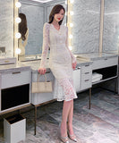 レース Ⅴネック 高級感 小顔効果 フリル 宴会 エレガント XH2-JY5239