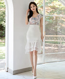 【2点セット】花柄 胸元フリル 大人可愛い セクシー XH2-ZED885112GT525