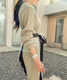 長袖 ラウンドネック ドレス 秋冬 ニットセーター 膝上 ロングドレス XY2-ZRD885129A71