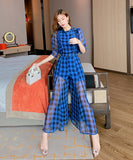 【2点セット】ワイドパンツ チェック柄 ゴージャス 通勤 高級感 新作 MY2-JY4041