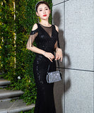 スパンコール  キラキラ ロングドレス ゴージャス  高級感 二次会 披露宴 LT2-WYSS8161