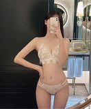 ビーチ水着 ホワイトフラワー総レース三角ホルターネックビキニXH7-GM-adn