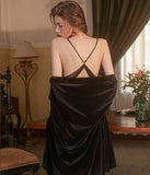 【2色】 ベロア  パジャマ セクシー パッチワーク バックレス  ルームウェア 新作　LT8-GR1707