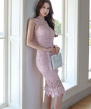 淑女 気質 レース 膝丈ドレス 可愛い 同伴 エレガント 名媛 セクシー 高級感 XH2-ZED887855E