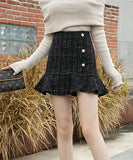 【2色】可愛い ミニドレス ツイード 非対称 フリル 秋新作 女子力 コーデ万能 XH2-YL3013