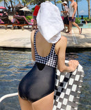 韓国 チェック柄 かわいい 谷間魅せ ビキニ タンキニ モノキニ 水着 MY7-KSD2150