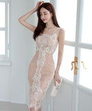 膝丈ドレス レース 淑やか 韓国スタイル 高級感 XH2-ZED880213E49