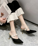 パール スタイル ブラック ハイヒール スリッパ 高見え ゴージャス 高級感 YN5025