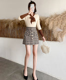 【2色】ミニスカート ツイード 可愛い 秋新作 セレブ風 女子力 コーデ万能 XH2-CYFZ8704