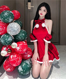 ふわふわ santababy クリスマ ホルターネック セクシー コスプレ かわいい サンタ XH2-SBYX0905
