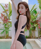 【２色】水着 モノキニ 谷間魅せ ストラップ セクシー 着瘦せ XH7-DP- A19414