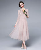 【２色】チュールロングドレス 通勤 刺繡 淑やか XH2-QYF32616X6708080