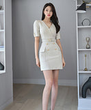 Vネック  ミニドレス キャバドレス  高級感  披露宴 新作  LT2-ZED880683E49