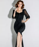 水玉柄　チュール   肌見せ  キャバドレス ロングドレス  新作 LT2-ZED886315BH506