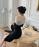 高級感 ダイヤモンド エレガント 宴会 チュール セクシー オフショルダー XH2-JY5280