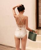 【3色】水着 モノキニ 大人可愛い フリル リボン 着瘦せ XH7-CF-YE9827