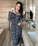 レオパード  ロングドレス  ダイヤモンド  セクシー  脚長効果  着瘦せ  高級感 LT2-JY9467