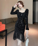 2色  キラキラ  膝丈ドレス  チュール  高級感  二次会  披露宴  LT2-LQE5954GT528