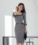 ワンピース 通勤 長袖 ゴージャス 韓国 大人 かわいい セクシー 高見え ZED887269A71