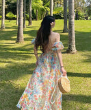 花柄 ロングドレス チュール 仙女風 レトロ調 ゴージャスXH2-HR9511