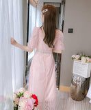 【即日発送可能】仙女風 レース 膝丈ドレス 淑やか 大人可愛い ダイヤモンド XH2-PDD-JSSD