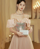 キラキラ ナイトドレス エレガント 誕生日 演奏会 結婚式 ベアトップ 仙女風 XH2-TM9/21/3