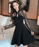 レース   膝丈ドレス  セクシードレス  高級感  披露宴  レディース  LT2-ZED889902NRJ160