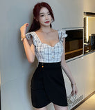 格子縞 キャバドレス ミニドレス   セクシー 体型カバー  少女感  新作 LT2-YM8711