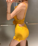 ビキニ 温泉 モノキニ 水着 可愛い 韓国っぽ リボン 海辺 XH7-JX201119S1