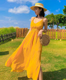 サンドレス 色鮮やか バックレス 旅 海辺 エレガントXH2-QJ8053