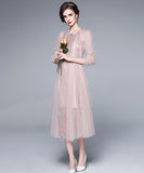 【２色】チュールロングドレス 通勤 刺繡 淑やか XH2-QYF32616X6708080