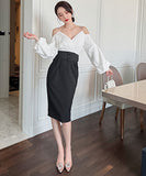 ホルターネック 膝丈ドレス 高級感  着瘦せ  宴会  パーティー用  LT2-JY10051