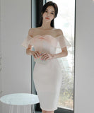 ミニドレス パーティードレス かわいい レース リボン 清楚感 宴会 結婚式 MY2-ZED889630BH538