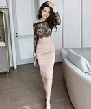 レース  ロングドレス  淑女風   宴会 ダイヤモンド 着瘦せ 高級感 LT2-JY20034