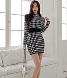 秋新作  千鳥柄 ミニドレス  かわいい  ゴージャス  高級感  LT2-ZED886622BH506