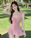 水着 可愛い モノキニ フリル 非対称 透かし彫り セクシー 海辺花火 XH7-DP- A29644