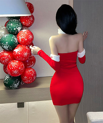 【2色】クリスマ コスプレ ベアトップ セクシー かわいい サンタ服 XH2-SBYX0897