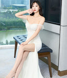 チューブトップ   ロングドレス  キャバドレス  透視感  谷間魅せ  セクシー  高級感  LT2-XYD2255