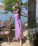 ロマンティック風 サンドレス 海辺 淑やか フリル 着瘦せ XH2-QJ8327