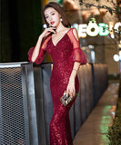 3色 キラキラ ロングドレス ゴージャス  高級感 二次会 披露宴 LT2-WYSS8171