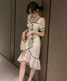 ドレス おしゃれ 気質 披露宴 マーメイド スカート 同伴 パッチワーク XH2-JY1975