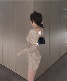 キラキラ キャバドレス 秋新作 ナイトクラブ Party 指名 肌見せ ピカピカ ゴージャス XH2-LQE2010K55