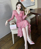 ロングドレス  レース セクシー  高品質  着瘦せ 宴会 二次会  LT2-JY20020