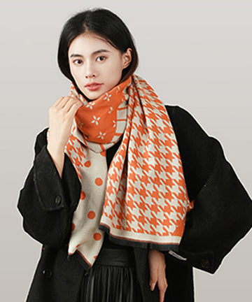 【5色】スカーフ かわいい コーデ万能 保暖性 キャバクラ 千鳥格子 XH9-DQST-QN01