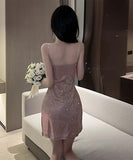 キラキラ キャバドレス セクシー ナイトクラブ ミニドレス 可愛い XH2-18YX0124