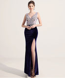 Vネック  刺繍   ロングドレス ゴージャス  高級感  パーティー用  披露宴 LT2-HX172