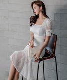 【2点セット】レース エレガント 気質 大人可愛い パフスリーブ おしゃれ感 XH2-ZED887543E49