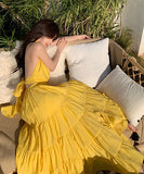 【２色】サンドレス 高見え ホルターネック 可愛い ハイウエスト 着瘦せXH2-QJ8982