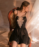 【4色】ナイトパジャマ セクシー 刺繡 Aライン ルームウェア 大人可愛い XH8-GR1251